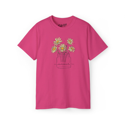 Mot Pour Mot - T-Shirt - T-shirt – Pot d’amour - Fleur exotique / S / M