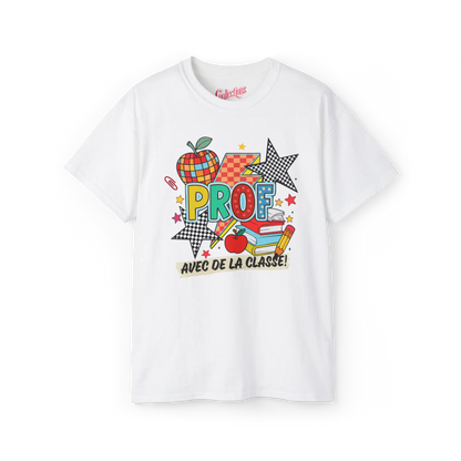 Vie d’Prof - T-Shirt - T-shirt - Prof avec de la classe - Blanc / S / M