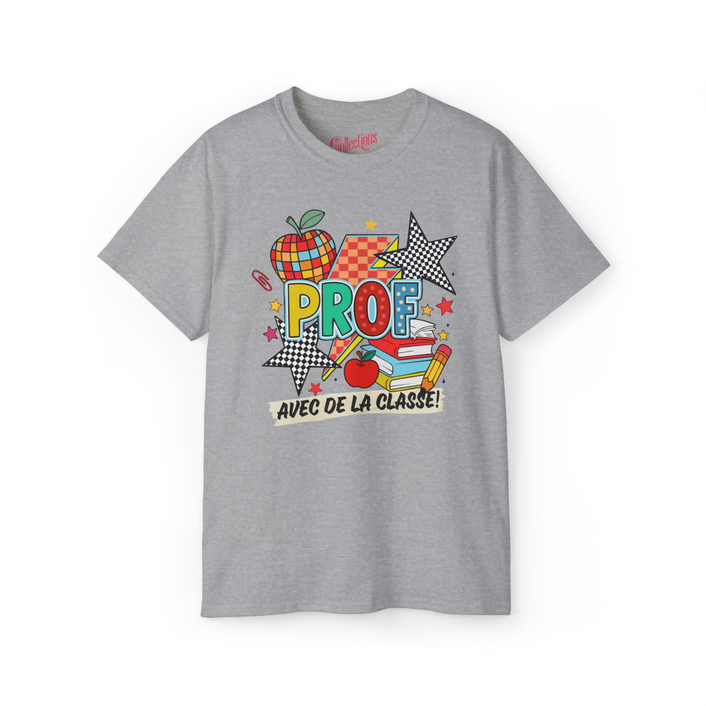 Vie d’Prof - T-Shirt - T-shirt - Prof avec de la classe - Gris Sport / S / M