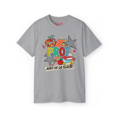 Vie d’Prof - T-Shirt - T-shirt - Prof avec de la classe - Gris Sport / S / M