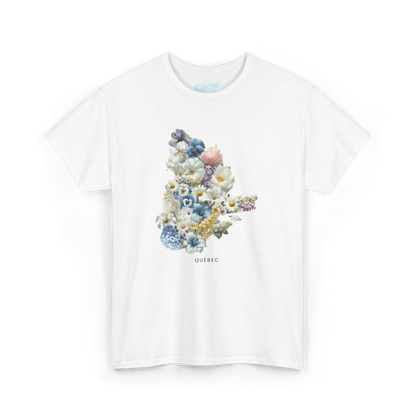 Local D’abord - T-Shirt - T-shirt - Québec en Fleurs - Blanc / S / M