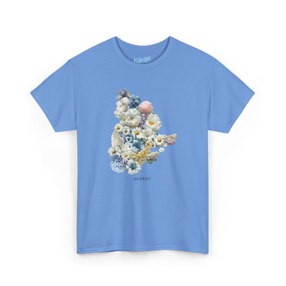 Local D’abord - T-Shirt - T-shirt - Québec en Fleurs - Bleu Caroline / S / M