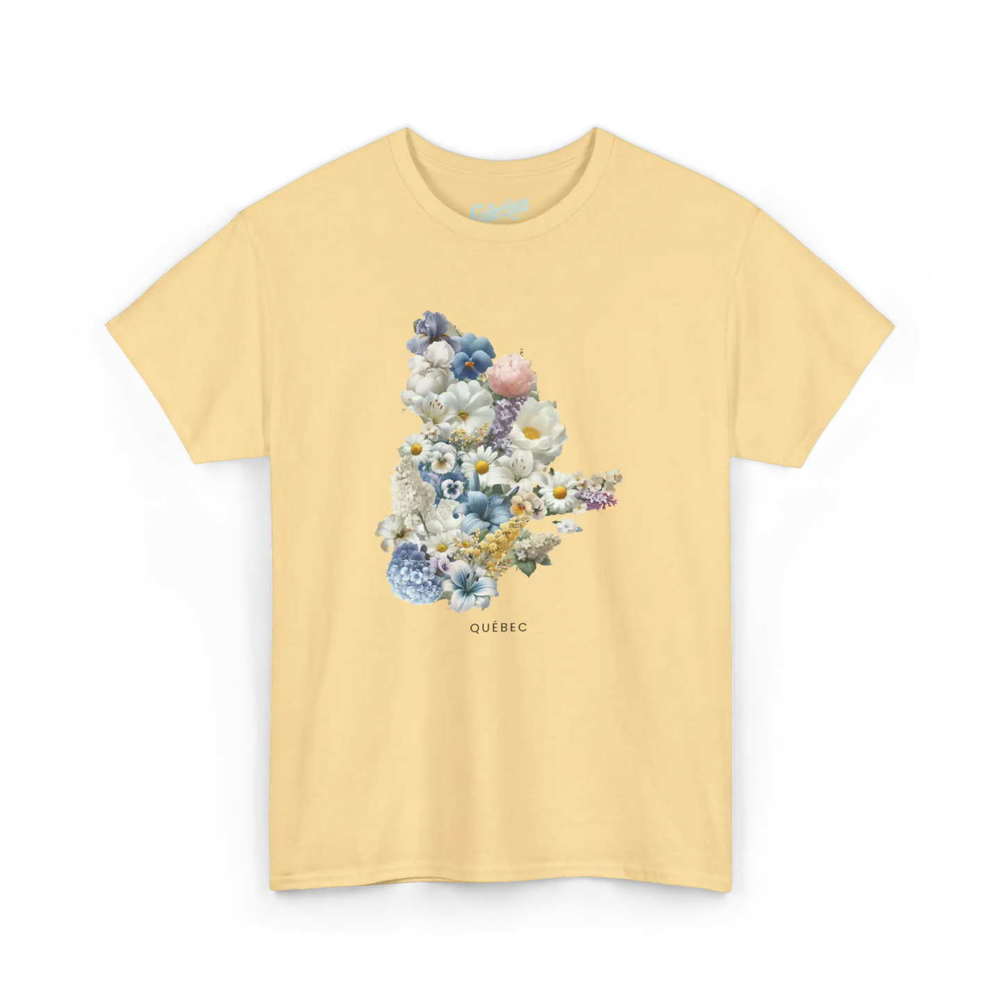 Local D’abord - T-Shirt - T-shirt - Québec en Fleurs - Brume jaune / S / M