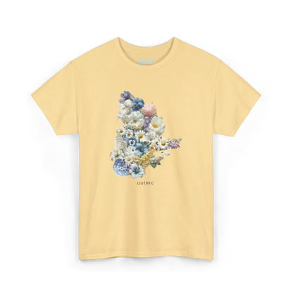 Local D’abord - T-Shirt - T-shirt - Québec en Fleurs - Brume jaune / S / M