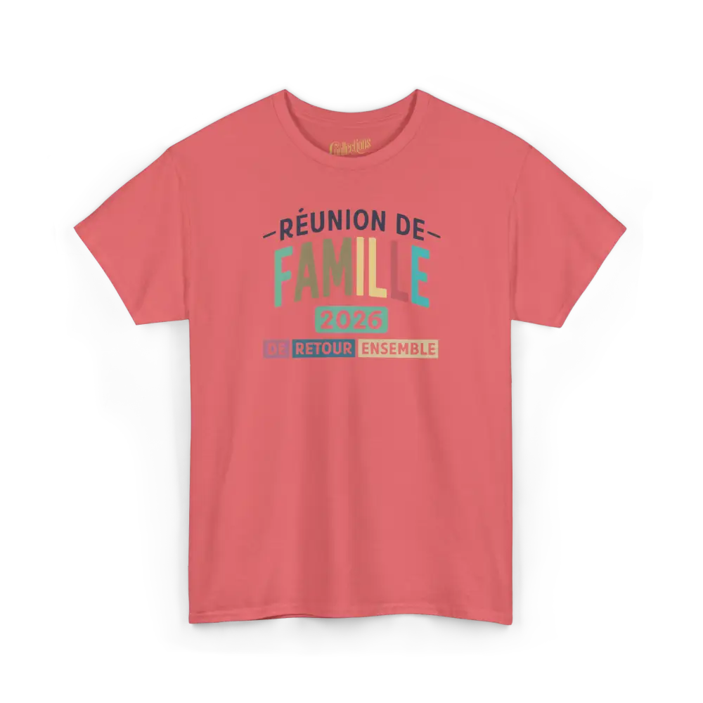 Famille & Cie - T-Shirt - T-shirt - Réunion de famille - De retour ensemble - 2026 / Corail / S / M
