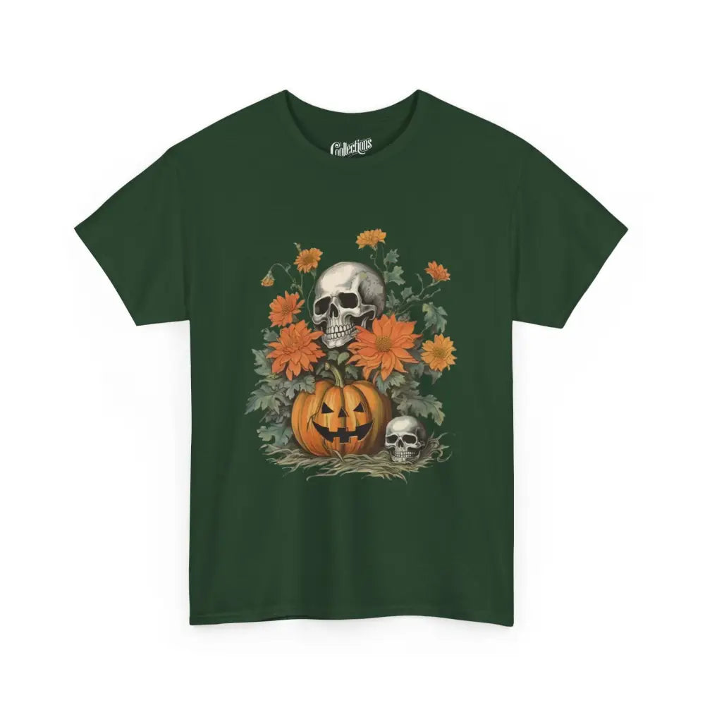 Halloween - T-Shirt - T-shirt - Squelette en fleurs - Forêt / S / M