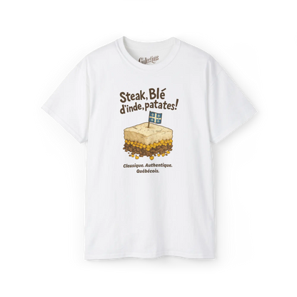 Local D’abord - T-Shirt - T-shirt - Steak Blé d’Inde Patates! - Blanc / S / M