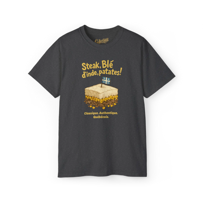 Local D’abord - T-Shirt - T-shirt - Steak Blé d’Inde Patates! - Cendre foncé / S / M