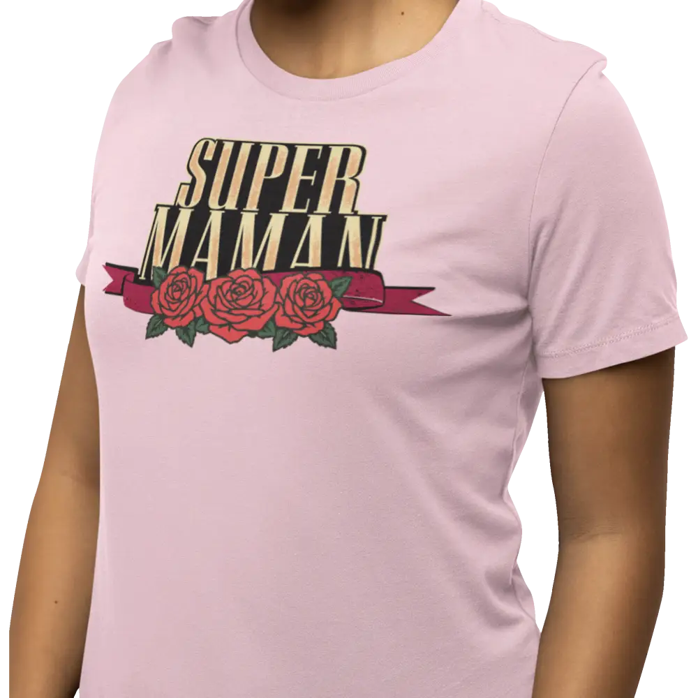 Famille et Cie - T-Shirt - T-shirt - Super Maman - Roses