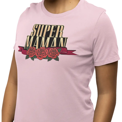 Famille et Cie - T-Shirt - T-shirt - Super Maman - Roses
