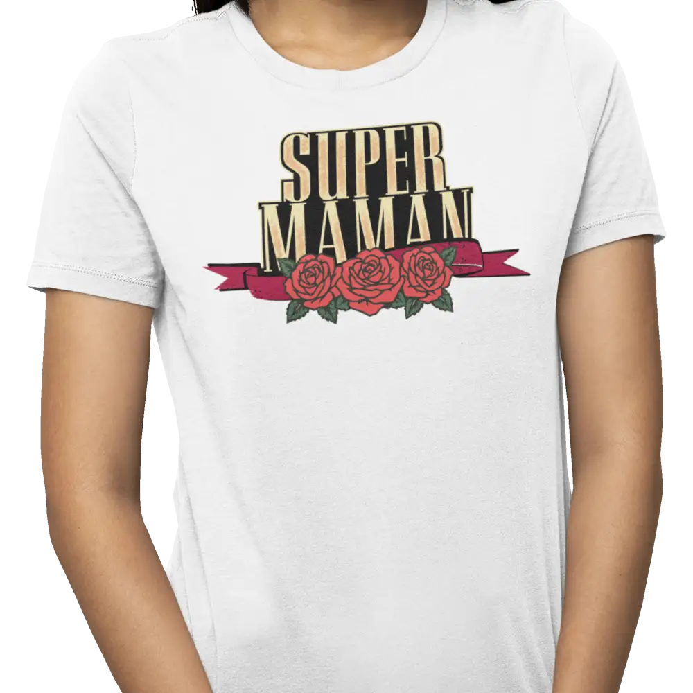 Famille et Cie - T-Shirt - T-shirt - Super Maman - Roses