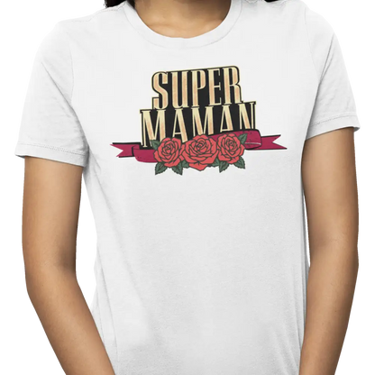 Famille et Cie - T-Shirt - T-shirt - Super Maman - Roses