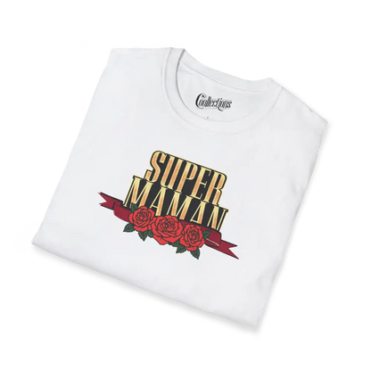 Famille et Cie - T-Shirt - T-shirt - Super Maman - Roses