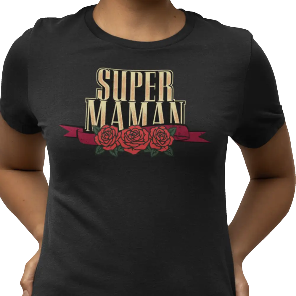 Famille et Cie - T-Shirt - T-shirt - Super Maman - Roses