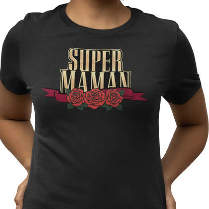 Famille et Cie - T-Shirt - T-shirt - Super Maman - Roses