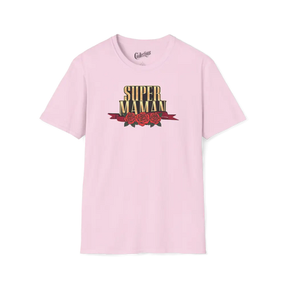 Famille et Cie - T-Shirt - T-shirt - Super Maman - Roses - Rose clair / S / M