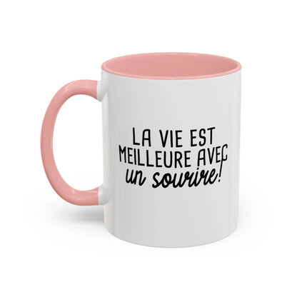 Mot Pour Mot - Tasse en céramique - Tasse 11 oz - La vie est meilleure avec un sourire