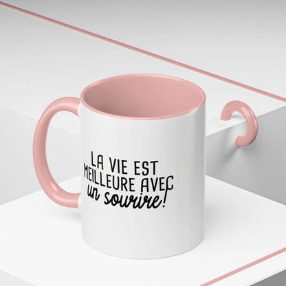 Mot Pour Mot - Tasse en céramique - Tasse 11 oz - La vie est meilleure avec un sourire